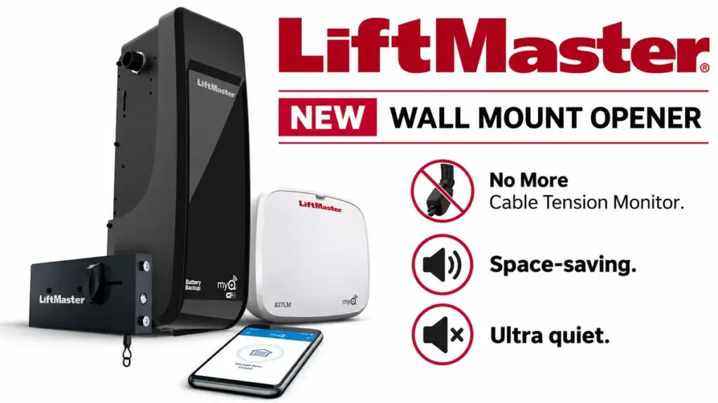 LiftMaster wall mount garage door opener with myQ remote and smartphone app